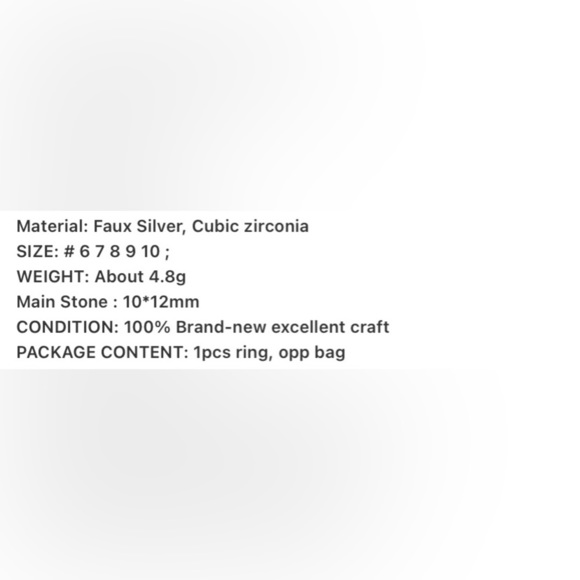 New - Fine Fashion Women’s Princess Cut Cubic Zirconia Faux Silver Wedding Ring - Picture 8 of 9